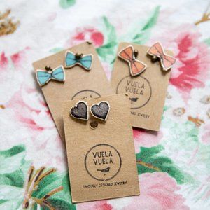 Three pairs of one of a kind handmade earrings